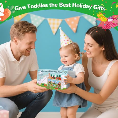 Fajiabao Montessori 1 Year Old Baby Toy - 7 in 1 Wooden Educational Toy Child Toy 1 Year Old Game Hammer and Xylophone Baby, Picking Turnips, Gift Child 1 2 3 Years Boy Girl Birthday Gift