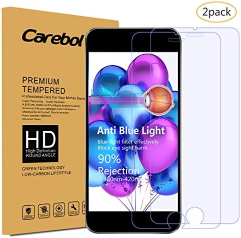 Carebol Anti-Blue Light Premium Tempered Glass Screen Protector for iPhone 6 plus/iPhone 6S plus,[Eye Protect],Explosion-proof screen,High Definition(Pack of 2)