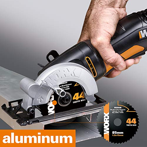 WORX 400W Kreissäge WORXSAW WX423.1 85mm, 27mm Max, Absaugadapter, Bequeme Handhabung, Sägeblätter zum Schneiden von… – Bild 6