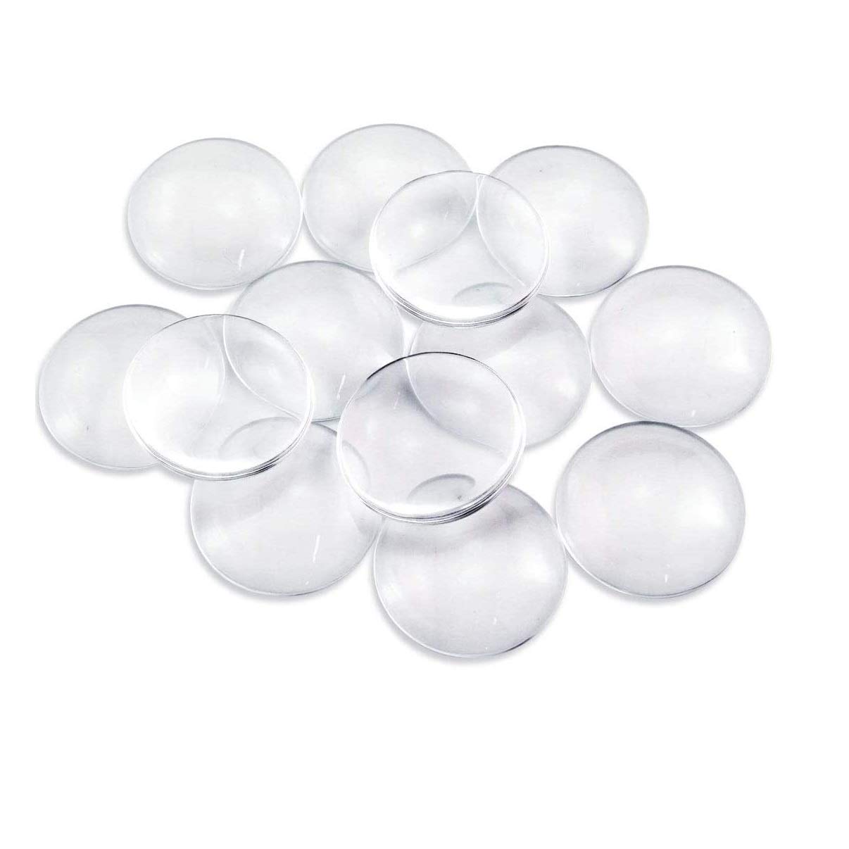 Faxco 30-Pieces Transparent Glass cabochons, Clear Glass Dome cabochon, Non-calibrated Round 1.57 inch/40mm for Photo Pendant Craft Jewelry Making