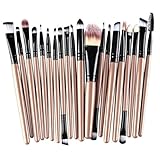 Misaky 20 Pieces Makeup Brush Set Professional Face Eye Shadow Eyeliner Foundation Blush Lip Makeup Brushes Powder Liquid Cream Cosmetics Blending Brush Tool (Gold)