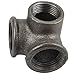 Gimiton 4 Pack 3 Way Pipe Fitting Malleable Iron DN20 3/4 Black Malleable Cast Iron Pipe Tee Fitting Industrial Steel Side Outlet Elbow 3-Way Fitting(DN20 3/4)