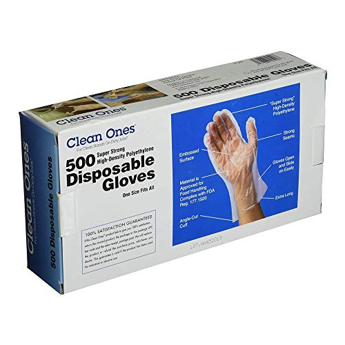 Clean Ones 1000Count Disposable FoodSafe Poly Gloves, One Size Pricepulse