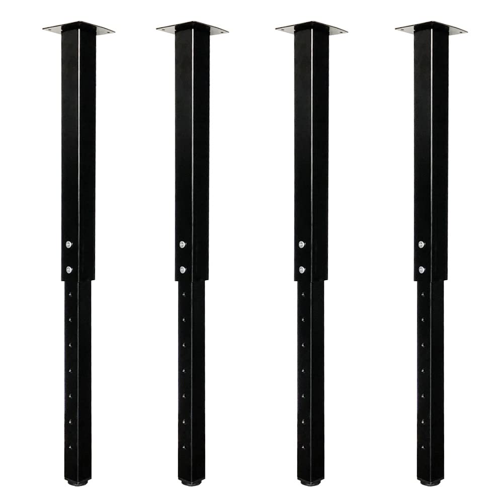 QLLY Adjustable Square Table Leg, 24-40 inch, 60-100cm, Home Office Custom DIY Table Legs, Furniture Leg Set (4, Black)