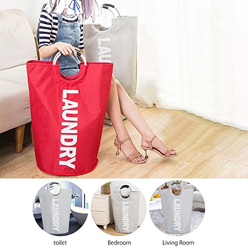 BAYCHEER 600D Oxford Waterproof 60L Large Capacity Collapsible Foldable Laundry Basket/Hamper/ Clothes Bag/Washing Bin with Alloy Handle for Heavy Duty, Clothes, Books, Toys Storage, College, Camping