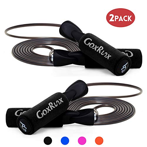 Jump Rope Steel Wire Adjustable Jump Ropes with Anti-Slip Handles for Workout Fitness Exercise Training,Skipping Rope Speed Jump Rope Crossfit for Kids, Women, Men All Heights and Skill Levels (Black)