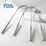 Tongue Cleaner Scraper, Medical Surgical Grade Stainless Steel Metal Tongue Sweeper Dentist Recommended Used for Bacteria Inhibiting and Eliminates Bad Breath for kids by MOTYYA (2pack)