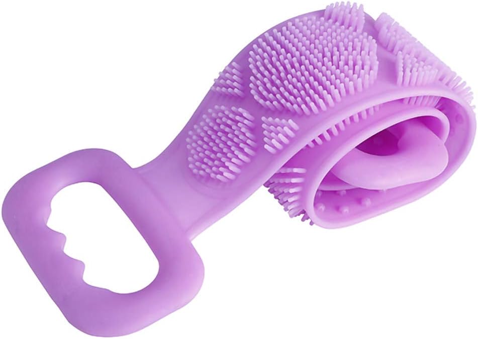Ternence Flynn Silicone Bath Body Brush, 28 inch Back Scrubber for Shower, Body Exfoliator Helps Back Acne & Bacne, Back Washer Soft and Safe for Men, Women & Children (Purple)