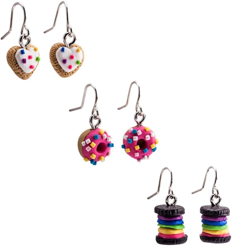 Drop Earrings for Girls - for kids - Made of Polymer Clay - Children's earrings - 3 Pairs