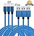 Mribo 3pcs 6FT 8Pin Lightning Cable Nylon Braided Extra Long USB Cord Charging Cable for iphone 6s, 6s plus, 6plus, 6,5s 5c 5,iPad Mini, Air,iPad5,iPod on iOS9.(Blue).