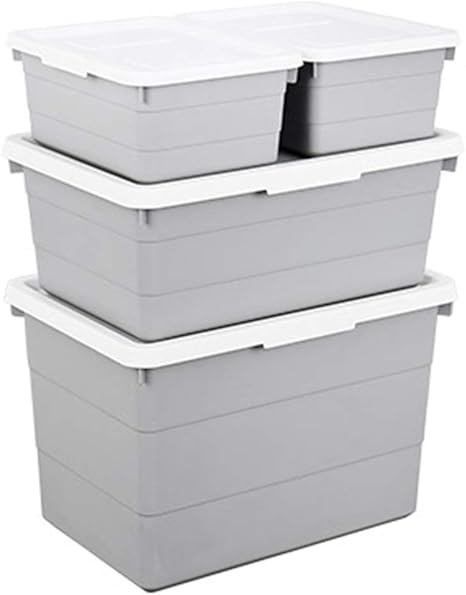 Amazon ベッド 収納ボックス ベッド下収納 ボックス 収納カゴ 収納バスケット 収納バッグ 4個プラスチック製の収納ボックスカバー服マガジン のおもちゃ収納ボックス防湿防塵 Zhaoyongli Color Gray Size Four Piece Set 収納ケース ボックス オンライン通販