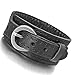 INBLUE Men's Wide Alloy Genuine Leather Bracelet Bangle Cuff Black Adjustable