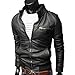 Yaheeda Men's Casual Stand Collar Slim PU Leather Motorcycle Rider Faux-Leather Jacket Coat Jacket