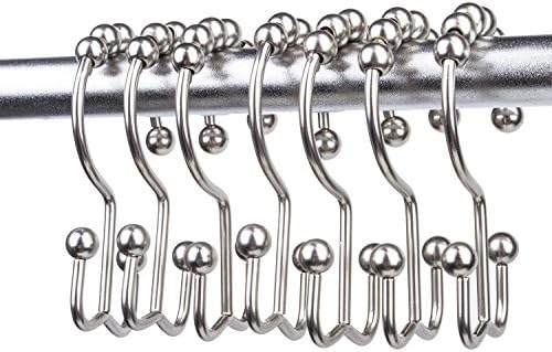 Interfeeling Shower Curtain Rings with Bathroom Double Glide Hooks Polished Chrome , Set of 12