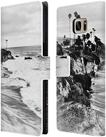 Official Haroulita Laguna Black And White Leather Book Wallet Case Cover For Samsung Galaxy S7 edge