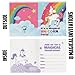 HUGE Unicorn Rainbow Star Mylar Latex Happy Birthday Balloon decorations Bundle with 8 Party Invitations and temporary tattoo