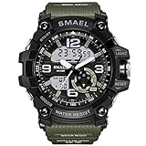 Men's Sports Digital Analog Stylish Watch Outdoor Waterproof Dual Electronic Quartz Movement with Backlight
