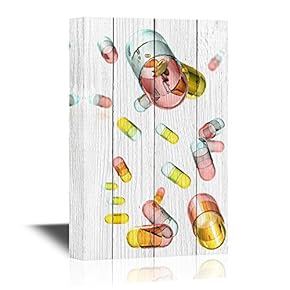 Clinic Canvas Wall Art - Colorful Pills - Gallery Wrap Modern Home Art | Ready to Hang - 12x18 inches