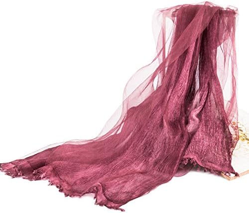 Choomon Long Large Two Plies Plain Silk Scarf Women Soft Neck Scarf Shawl Wrap (Burdungy)