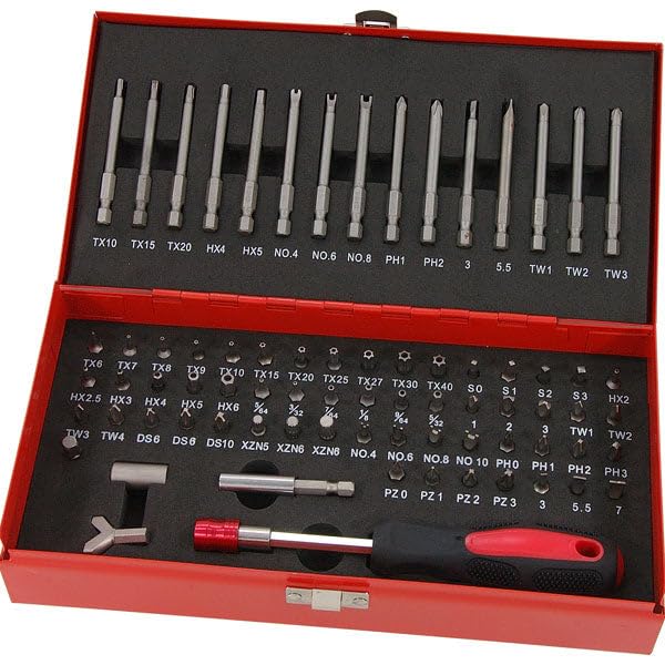 Neilsen CT1209 75pc Security Bit Set - Includes Clutch, Flat, Hex, Phillips, Pozidriv, Spanner, Spline, Square, Torq, Tri Wing, Star Bits, with Wing Nut Driver and Bit Adaptor