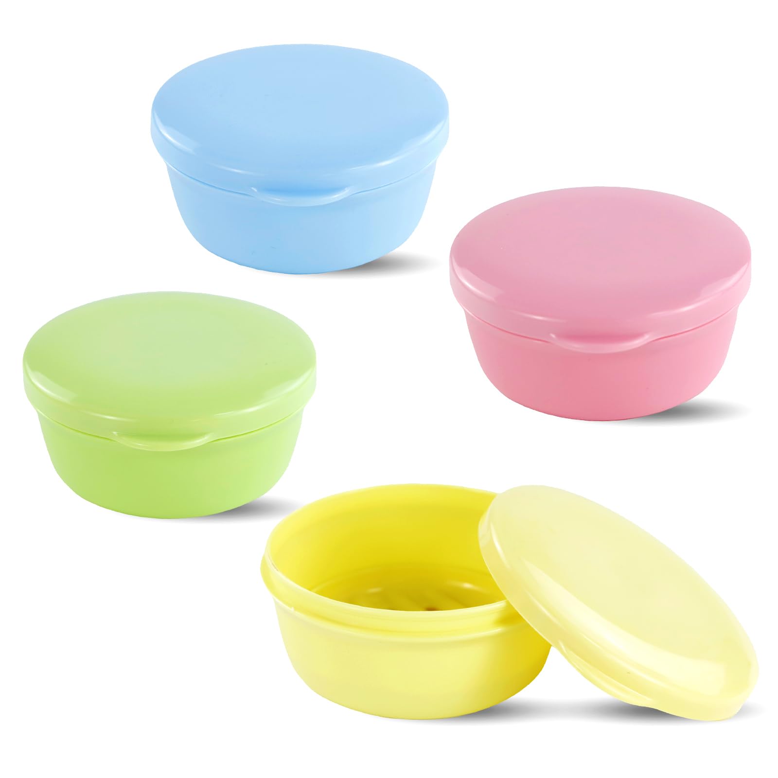 TPBSITNS 4 Pcs Travel Soap Box, Waterproof Self Draining Dish With Lid, Mini Portable Case Holder, Leak Proof Plastic Round Container for Home Bathroom Shower Gym Camping