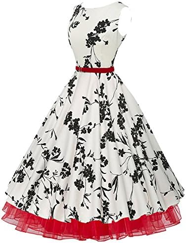 Life Palaza 50s 60s Vintage Dress Women Sleeveless Black Print Floral Party Dress With Belt Spring Elegant Female Vintage Dresses Short Vintage Dresses Short Vintage Dresses Halter