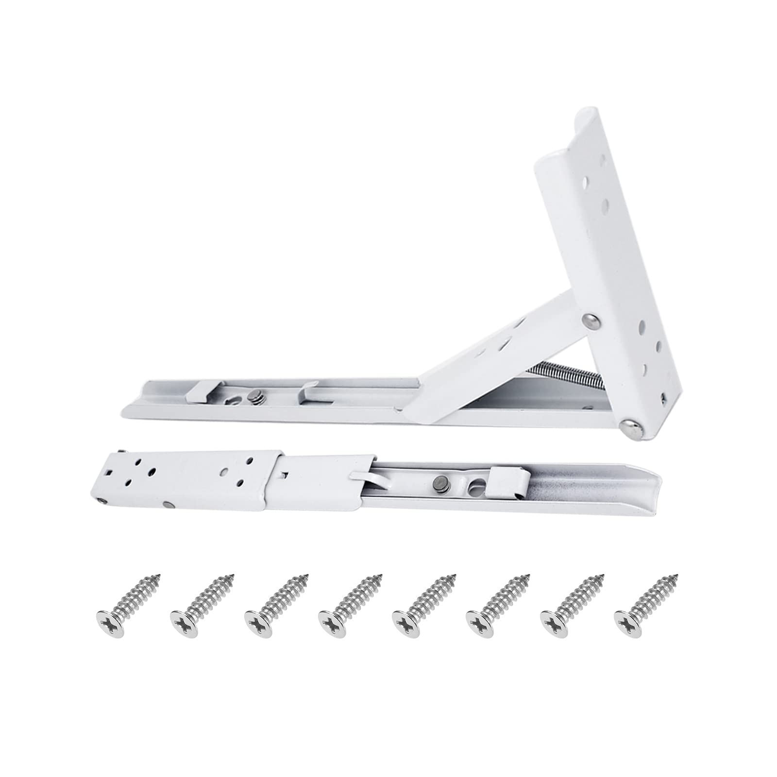 DTGN 7.68"x4.33"(LxH) Folding Shelf Brackets - 4Pack - Good for Shelves - Metal Space Saving Collapsible L Bracket - Grey