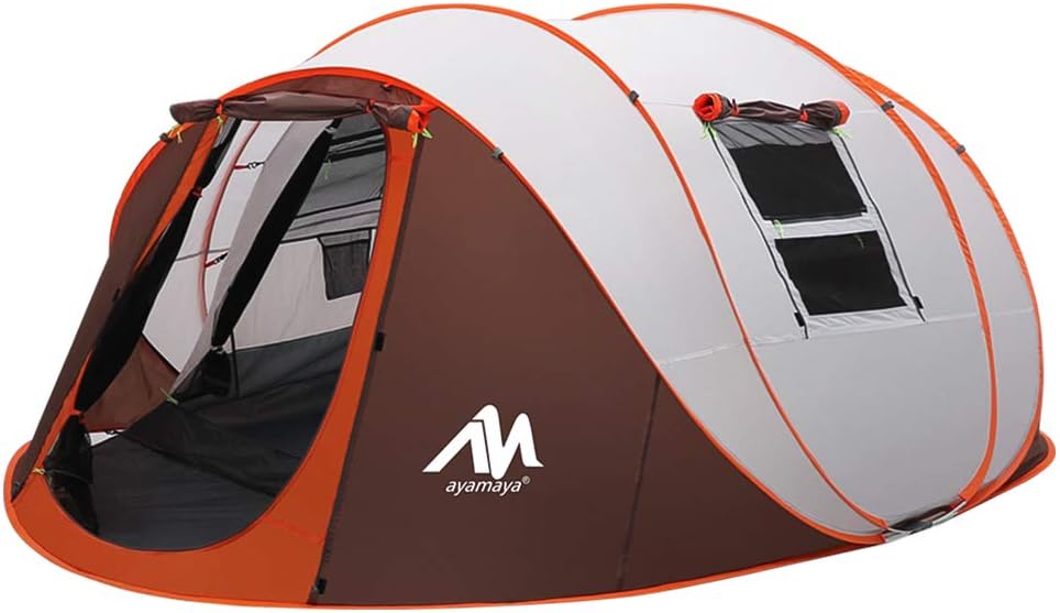 Zelt 4-6 Personen Wasserdicht, Pop up Zelte Familienzelt [5 Fenster] Riesiges Camping Zelt Doppelwandig Wurfzelt Shelter 6-Mann Zelt mit Vorraum für Outdoor Sport Picknick Wandern Reisen Strand