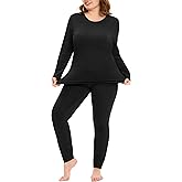 COOTRY Plus Size Thermal Underwear for Women Long Johns Fleece Lined Base Layer Top and Bottom Sets