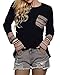 POGTMM Women Long Sleeve/Short Sleeve O-Neck Patchwork Casual Loose T-shirt Blouse Tops