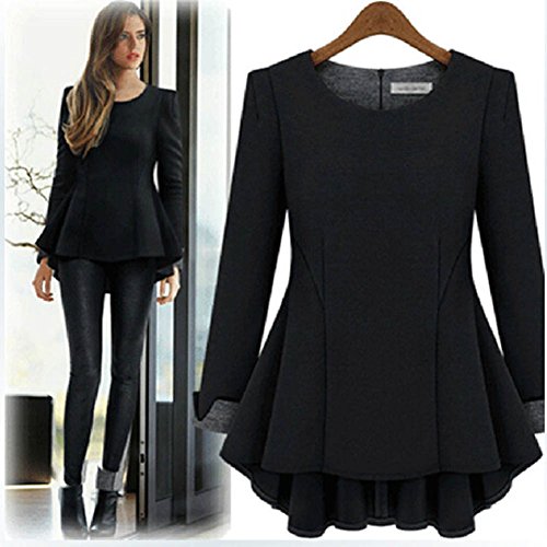 plus size long sleeve peplum tops