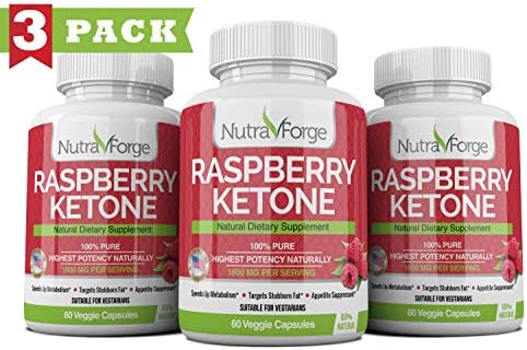 Raspberry Ketone Max Strength 1600mg - Natural Ketogenic Fat Burner - Advanced Weight Loss & Appetite Suppressant - Keto Diet Pill Boost Energy & Metabolism (3 Pack)