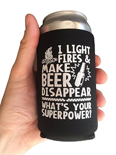 Funny"I Light Fires And Make Beer Disappear, What's Your Superpower?" Beer Can Coolers - Set Of 4