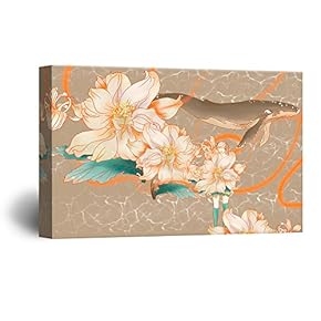 Canvas Wall Art - Hand Drawing Style Whale Flowers - Giclee Print Gallery Wrap Modern Home Art Ready to Hang - 12x18 inches