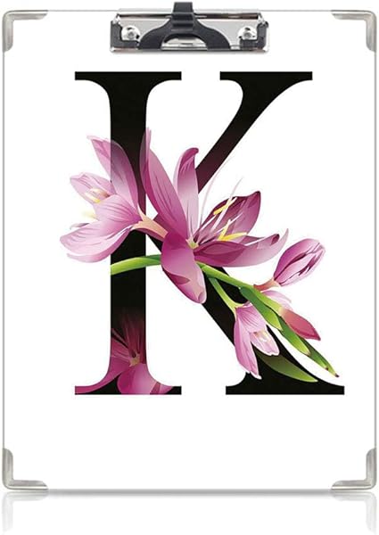 Amazon クリップボード Kの文字 かわいい画板 緑の茎k記号で咲くカフィアユリ自然花アートプリント タテ型 クリップファイル ワードパッド ファイルバインダー 携帯便利ピンクグリーンブラック クリップファイル ボード 文房具 オフィス用品