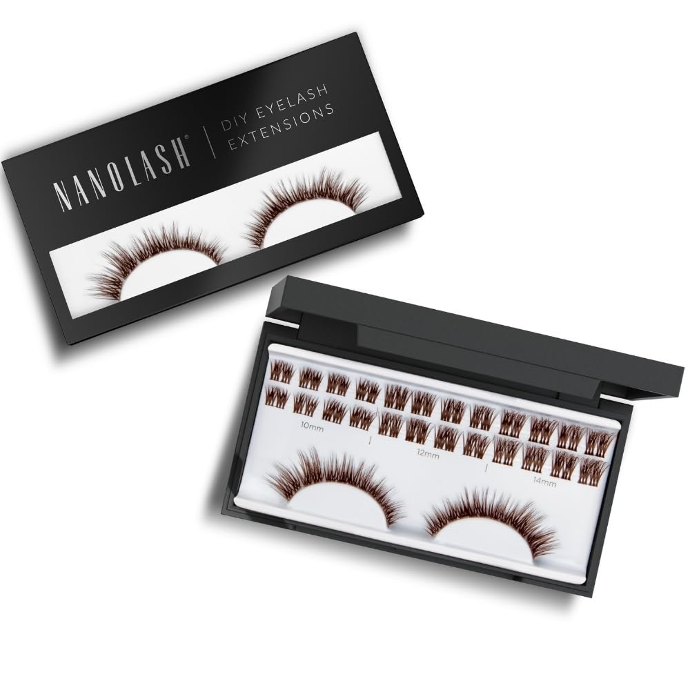 Nanolash DIY Eyelash Extensions 36 pcs - cluster lashes DIY, cluster false eyelashes for lash extensions at home, individual cluster lashes (Brown, HEARTBREAKER)
