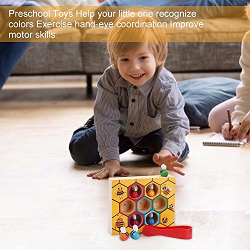 XREXS Toddler Bee Hive Preschool Wooden Toys,Bee Toy,Motor Skills Toys for Toddlers for Baby Early Educational Toddler Montessori Game Motor Skills Toy