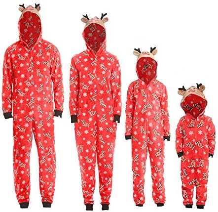 Family Matching Clothes Christmas Pyjama Sets Parent-child suit Homewear Family Clothing Set Newborn Infant Baby Boy Girl Xmas Sleepwear, Hooded Romper Jumpsuit Outfit
