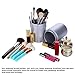 EMOCCI Makeup Brush Holder Large Capacity Make up Brush Case Organizer Cosmetic Cup Cylinder Storage Box Bag Pu Leather (Silver)
