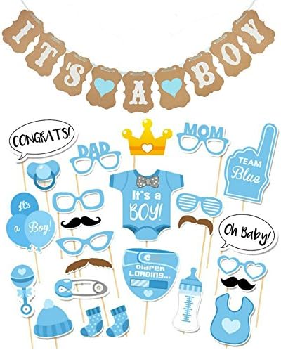 Boy Baby Shower Photo Props and Its A Boy Banner - Baby Boy Shower Photo Booth - Baby Shower Games Decor For Boy -Baby Shower Ideas For Boys- Boy Baby Shower Themes