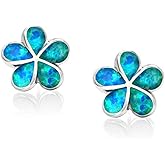 CiNily Gold Plated Flower Shaped Opal Hypoallergenic Stud Earrings Flower Dangle Drop Earrings Jewelry Gift for Women Girls Gemstone Earrings