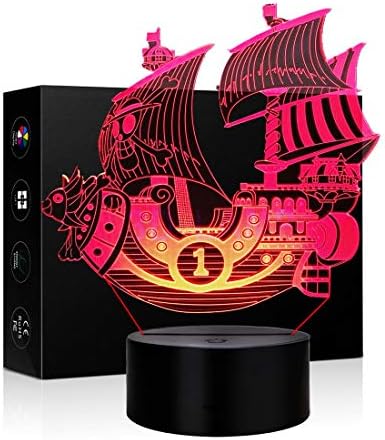 Pirate Ship 3D Night Lights for Children, Kids Night Lamp, Kids Room Toys for Boys, 7 LED Colors Changing Lighting, Desk Bedroom Decoration, Ideas Birthday Xmas Gift