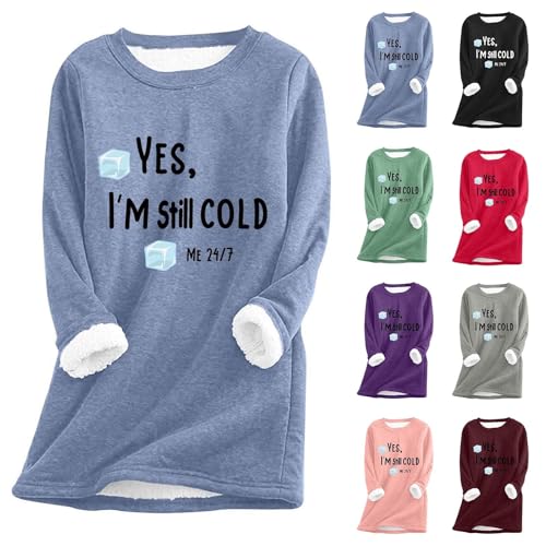Oversized Sweatshirt Women UK, Ladies Fleece Tops Casual Loose Jumper Dress Sherpa Fleece Lined Longline Sweatshirts Letter Print Warm Tops Autumn Winter Sweaters Thicken Pullover B-Blue XL