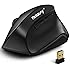 Nulaxy 2.4G Wireless Vertical Ergonomic Mouse, 800/1200 /1600 DPI, 6 Buttons for Computer, Laptop, PC, Desktop, MacBook - Black