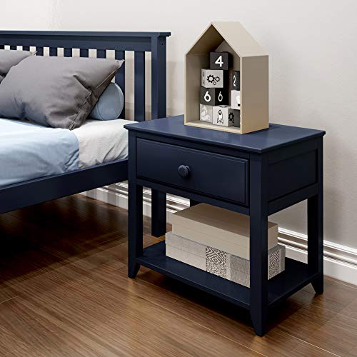Max & Lily Nightstand with Drawer and Shelf, Blue Beachfront Decor