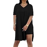 Difanlv Plus Size Women 2 Piece Outfits, Short Sleeve Tunic Tops Bodycon Biker Shorts Set, Summer Casual Oversized Tracksuit