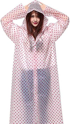 QHUMO Portable Rain Poncho Jacket for Women Men, Drawstring Raincoat with Hood and Sleeves for Adults Outdoor