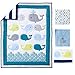 Sahaler Baby Crib Bedding Set for Boys | 3 Pieces Set of Whale Nursery Bedding | Baby Blanket & Fitted Crib Sheets & Skirt - Flamingo