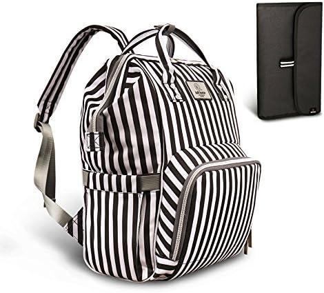 HEYI Multi-Function Nappy Changing Bag,Waterproof Diaper Bag Backpack with Large Capacity Mum Traveling Bags (Stripe)