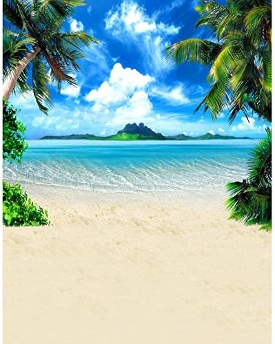 5x7ft Vinyl Beach Seaside Sun Palm Tree Island Photography Studio Backdrop Background